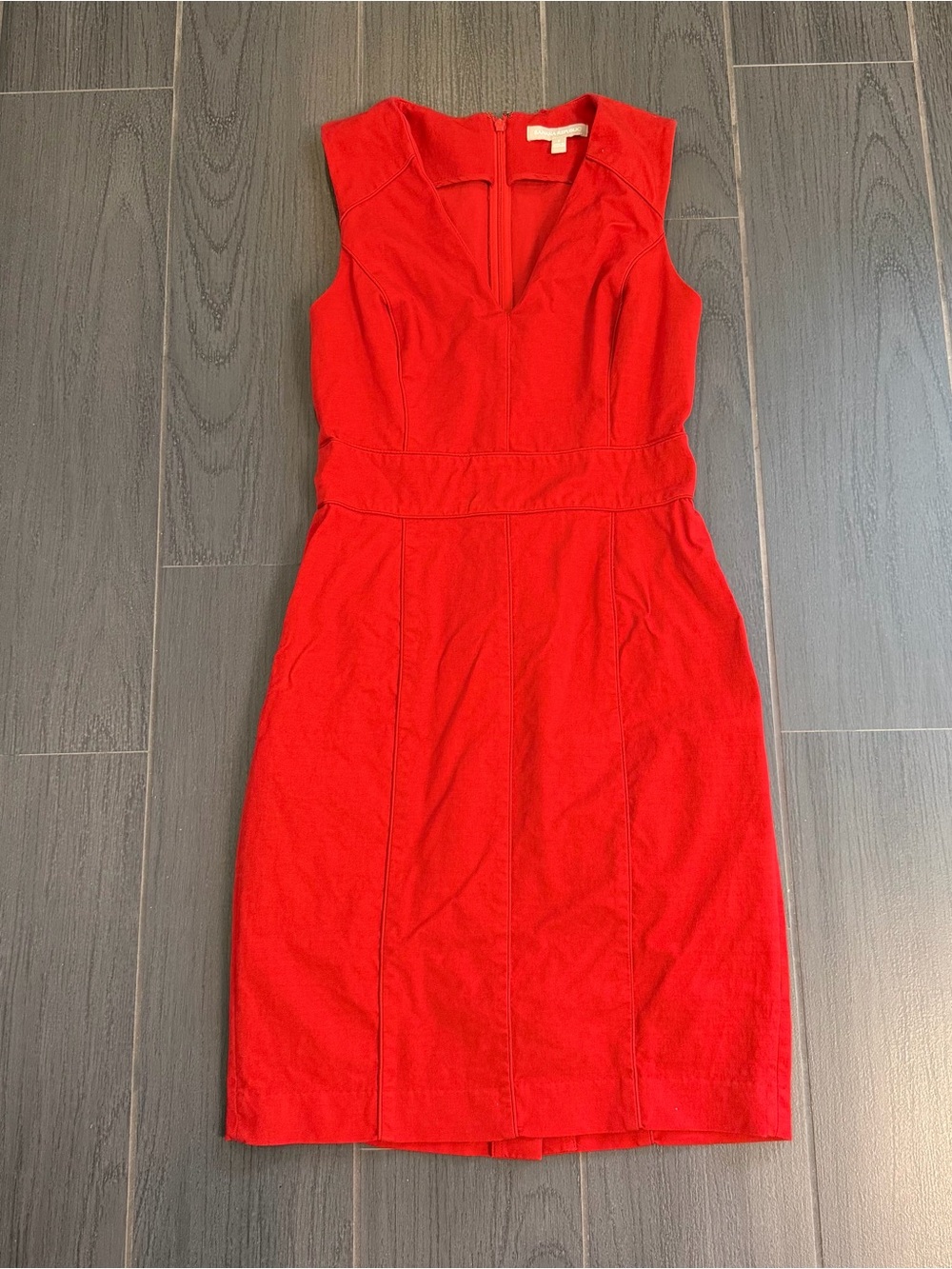 Banana Republic Red V-Neck Midi Sheath Dress